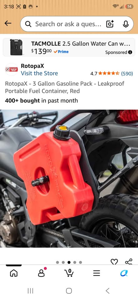 RotopaX 3 Gallon Gasoline Pack and RX-LOX-PM Pack Mount Lock in San Francisco, CA (photo 2) — photo 2
