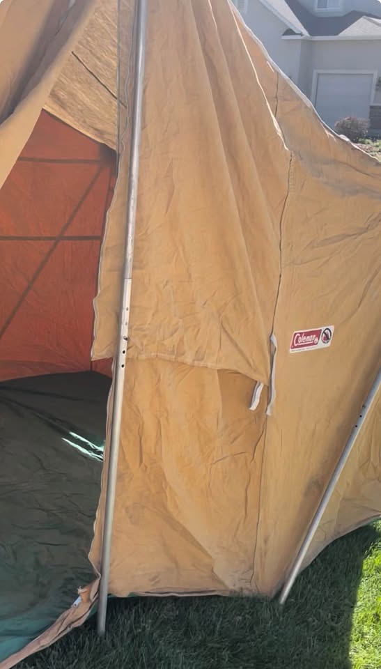 Vintage Coleman spring bar 8 x 11 canvas tent in Draper, UT (photo 3) — photo 3