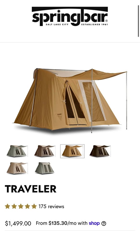Springbar Traveler 10’ x 10’ Canvas Tent — Excellent / Like-New Condition in Tucson, AZ (photo 1) — photo 1