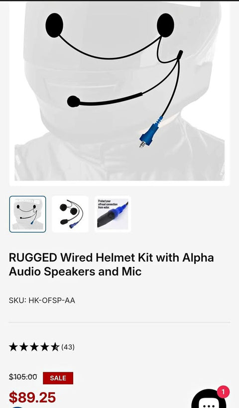 Rugged radios wired helmet kit