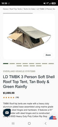 Overland Vehicle Systems LD TMBK 3 Person Soft Shell Roof Top Tent