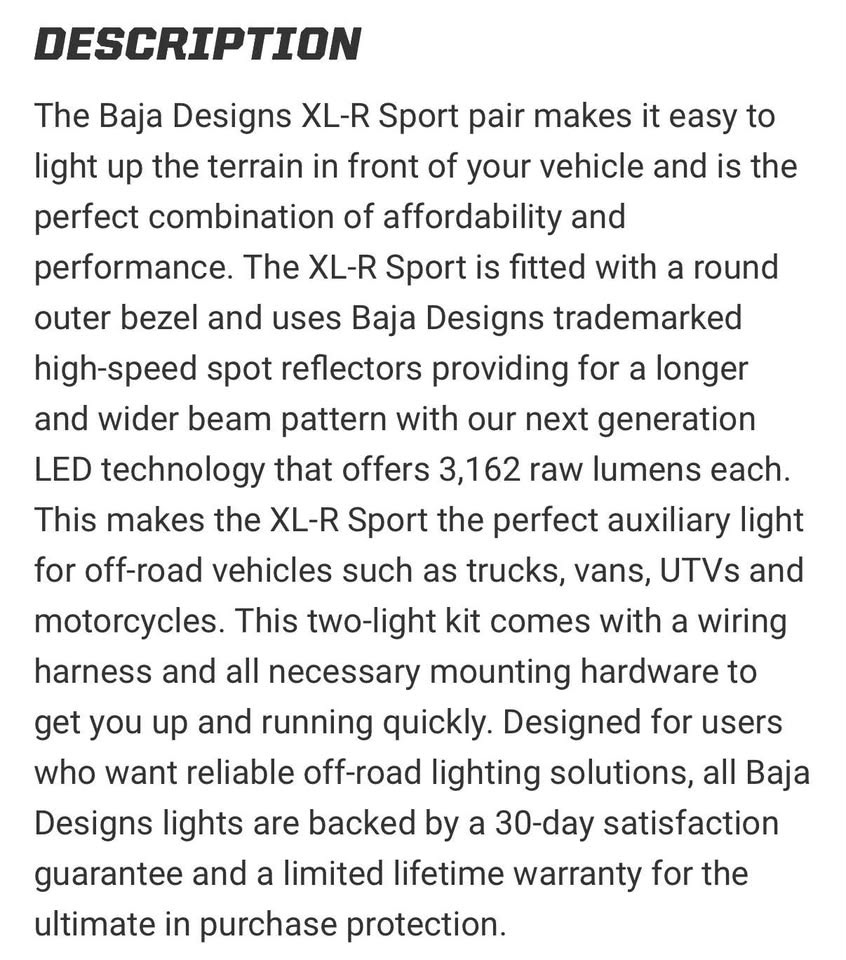 Baja Designs XL-R Sport - Spot Beam, Amber in Ogden, UT (photo 7)