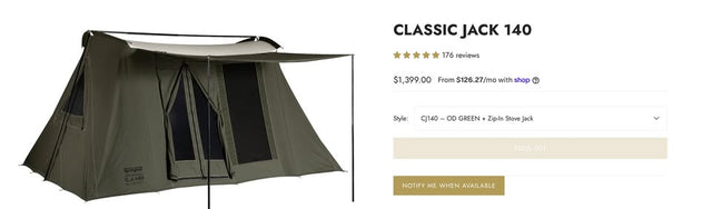 Classic Jack 140 Springbar Canvas Tent 10’x14’ — photo 2
