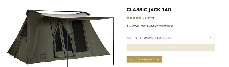 Classic Jack 140 Springbar Canvas Tent 10’x14’ in Berthoud, CO (photo 2) — photo 2