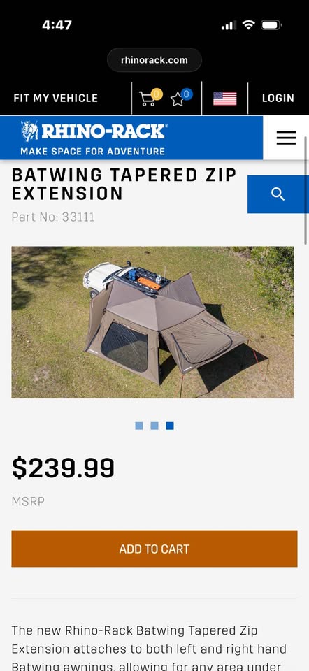 Rhino Rack 270 Awning with built in dual LED lighting (white and/or amber) and all Walls in Winchester, CA (photo 2) — photo 2
