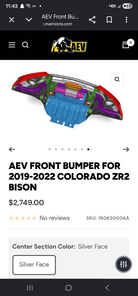 2019-2022 Chevy Colorado AEV ZR2 Bison Front Bumper portion (photo 9) — photo 9