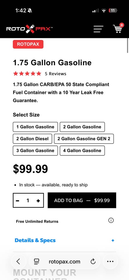 1.75 Gal RotoPax Gas Can in St George, UT (photo 10) — photo 10