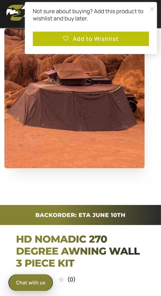 The Overland Vehicle Systems Nomadic 270 Awning walls. Complete set in Athol, ID (photo 2)