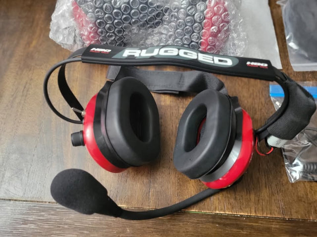 Set Of 2 Rugged Radios H80 Track Talk Linkable Intercom Headsets Black/red — photo 3