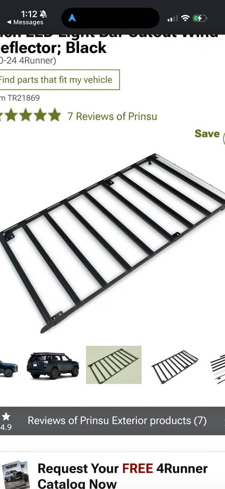 Prinsu Full Roof Rack with 40-Inch LED Light Bar Cutout Wind Deflector; Black
4runner 10-24 in Statesville, NC (photo 1)