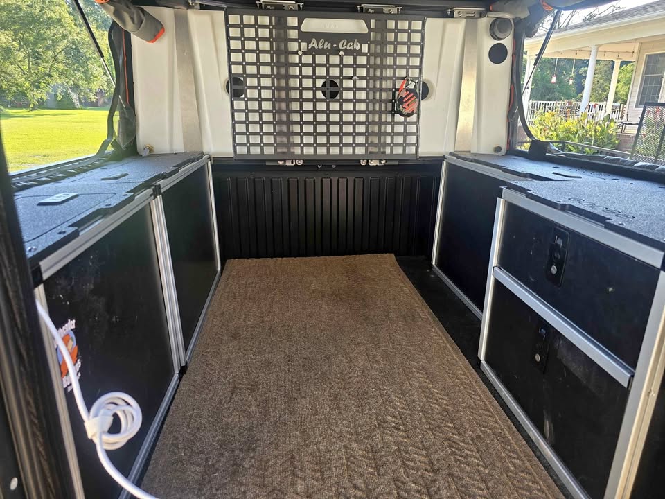 Goose Gear storage setup for Alucab Canopy Camper - short bed 3rd gen tacoma in Salisbury, MD (photo 1) — photo 1