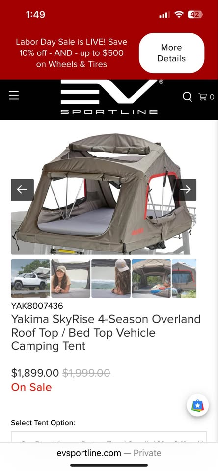 Yakima Skyrise 4 season rooftop tent and rci bed rack in Sacramento, CA (photo 6) — photo 6