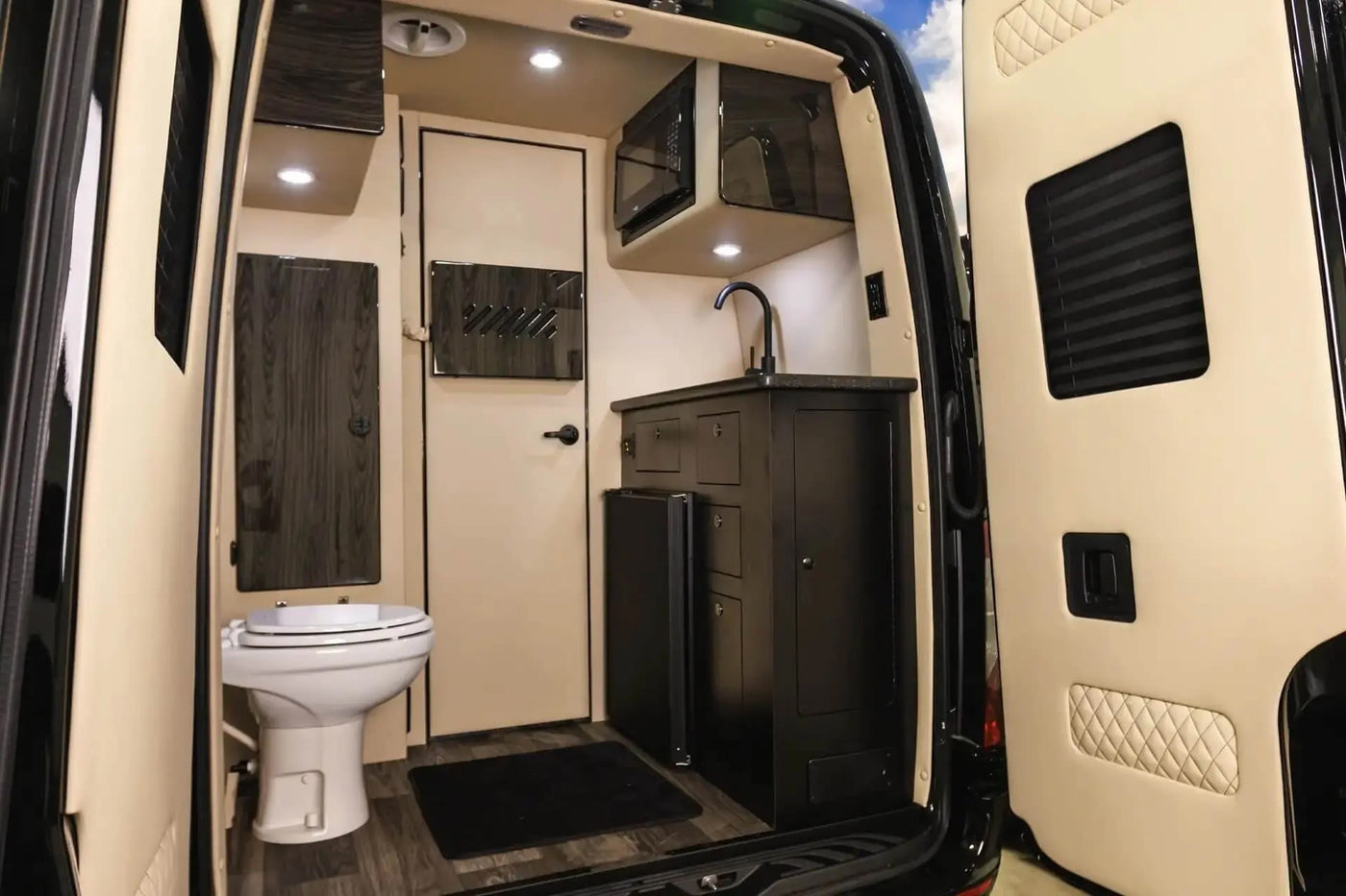  highlighted by lighting. Ideal for an RV rental.|Inside a premium RV rental: Mercedes dashboard — photo 5