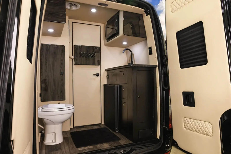  highlighted by lighting. Ideal for an RV rental.|Inside a premium RV rental: Mercedes dashboard — photo 5