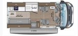Explore this RV rental floor plan: Features an extended bed, wet bath, kitchen, pop-top, and a 13' awning.