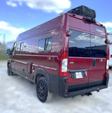 This burgundy Winnebago Solis camper van with rooftop AC and Ohio plate is perfect for your next rv rental trip.