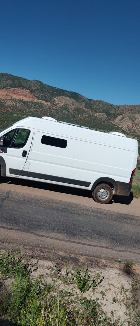 By Denver International Airport, a heated cabin on wheels