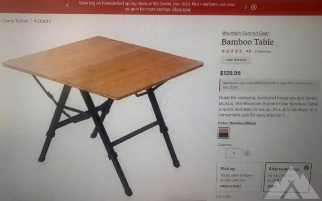 Bamboo Camping Table — photo 2