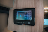RV rental's BMPRO digital control panel shows tank levels, climate, and lighting. A modern smart system for convenience.