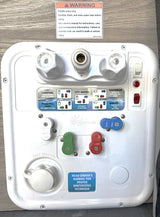 RV rental water control panel: Nautilus P3 system for city water, dry camping, winterizing, and sanitizing.