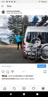Playful pose at Crater Lake! Our RV rental, complete with bikes & kayak, made for an epic adventure.