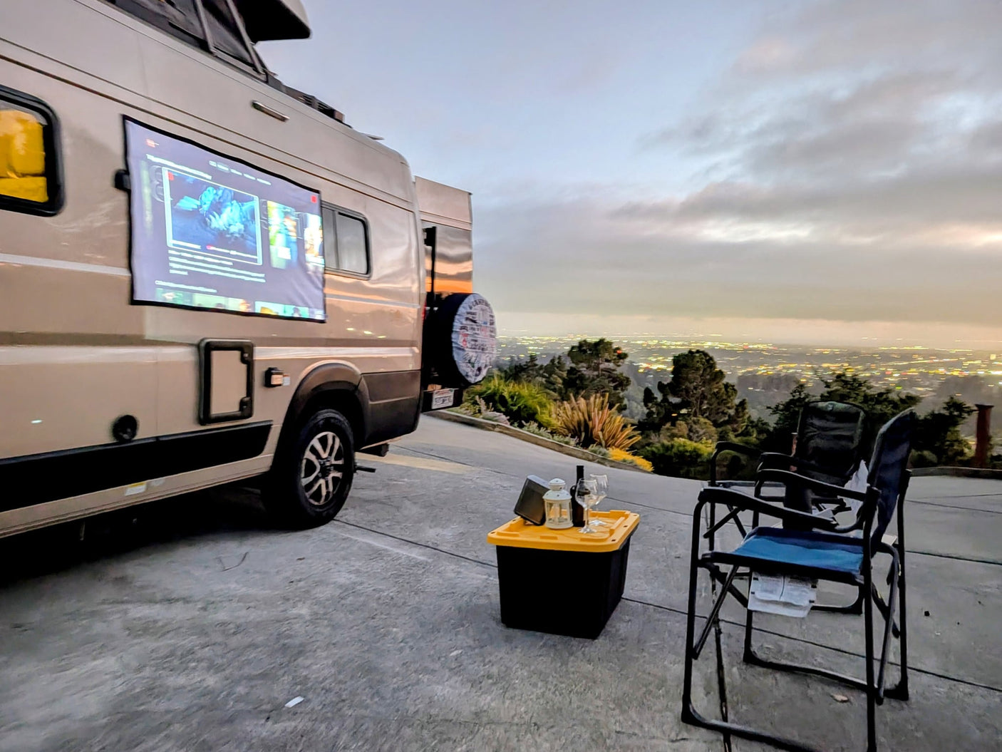 RV rental offers outdoor cinema