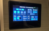 RV rental smart panel for monitoring and controlling cabin systems: lights, water, battery, and temp.