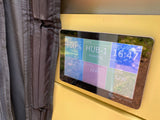  and outdoor views.|Cozy **rv rental** interior: a bed