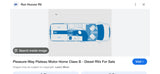 Pleasure-Way Plateau Class B Diesel RV rental floor plan shows twin beds, kitchen, and bathroom layout.