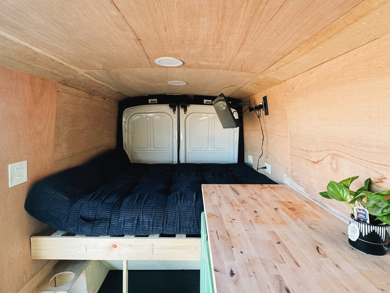  parked under tall palm trees on a sunny day. Explore coastal travel.|Modern campervan kitchen in an RV rental — photo 3