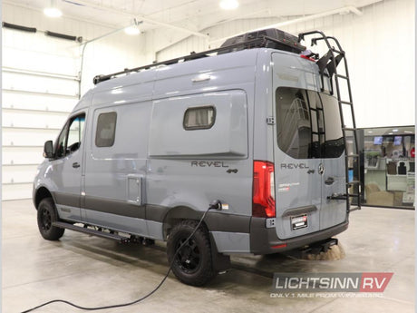 A sleek grey Winnebago Revel 4x4 Sprinter camper van, perfect for an rv rental adventure.