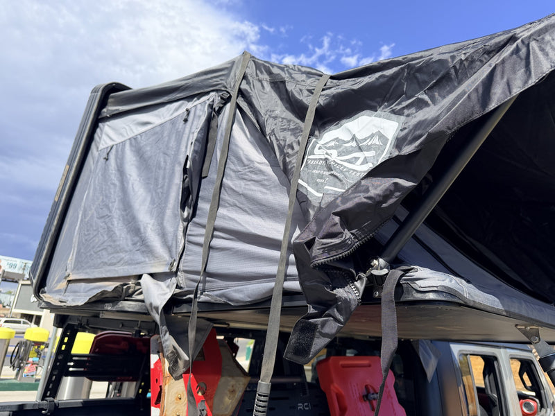 Close view of the opened tent body and rainfly with the CVT logo — photo 3