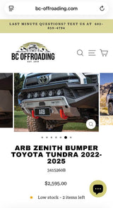 ARB ZENITH BUMPER TOYOTA TUNDRA 2022-2025 in Scottsdale, AZ (photo 2)