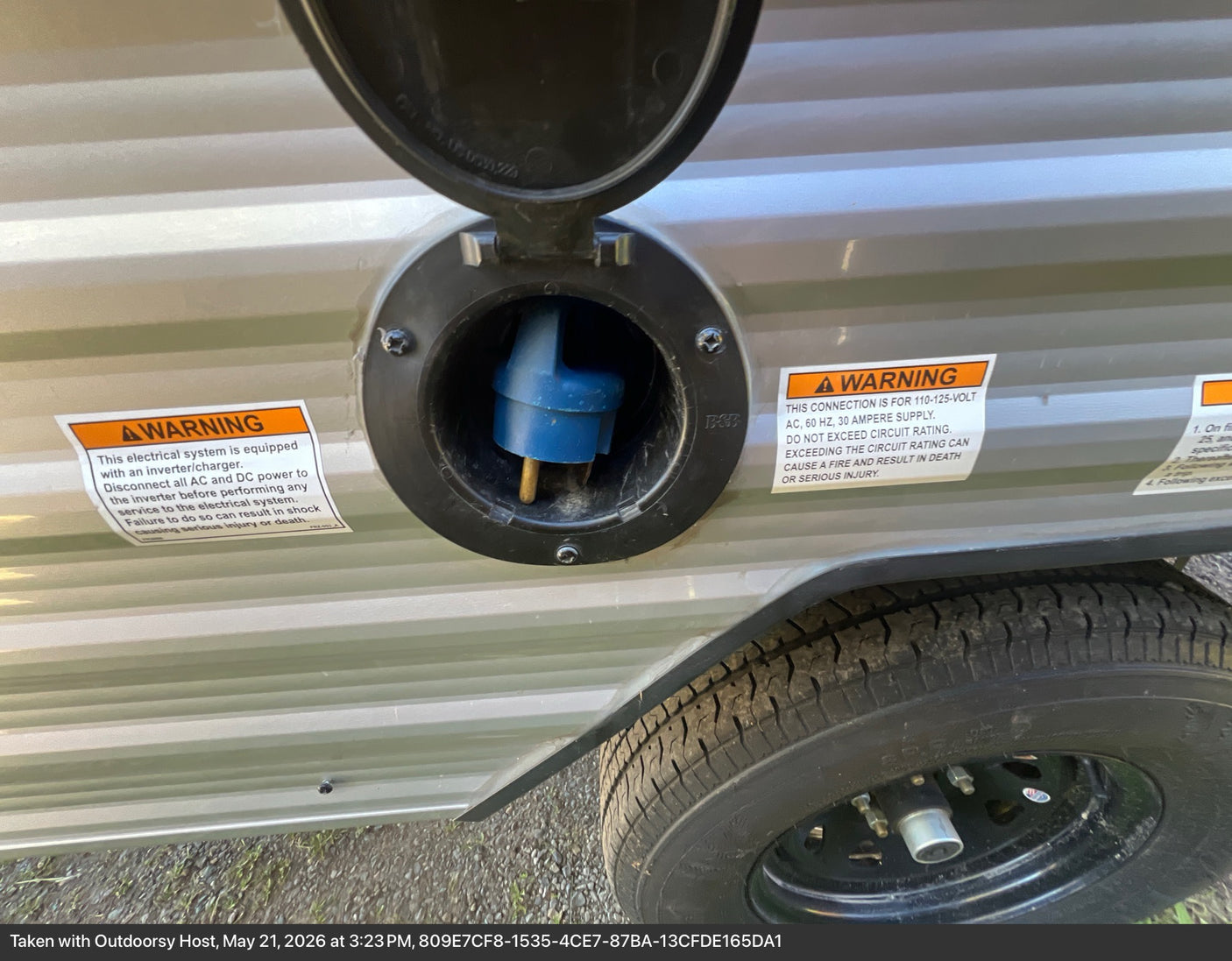  & exterior storage.|RV rental floor plan showing shower