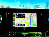 Dashboard view: Apple CarPlay navigation shows an RV rental trip's route to Chicago, 48 miles away with a 45 MPH speed limit.