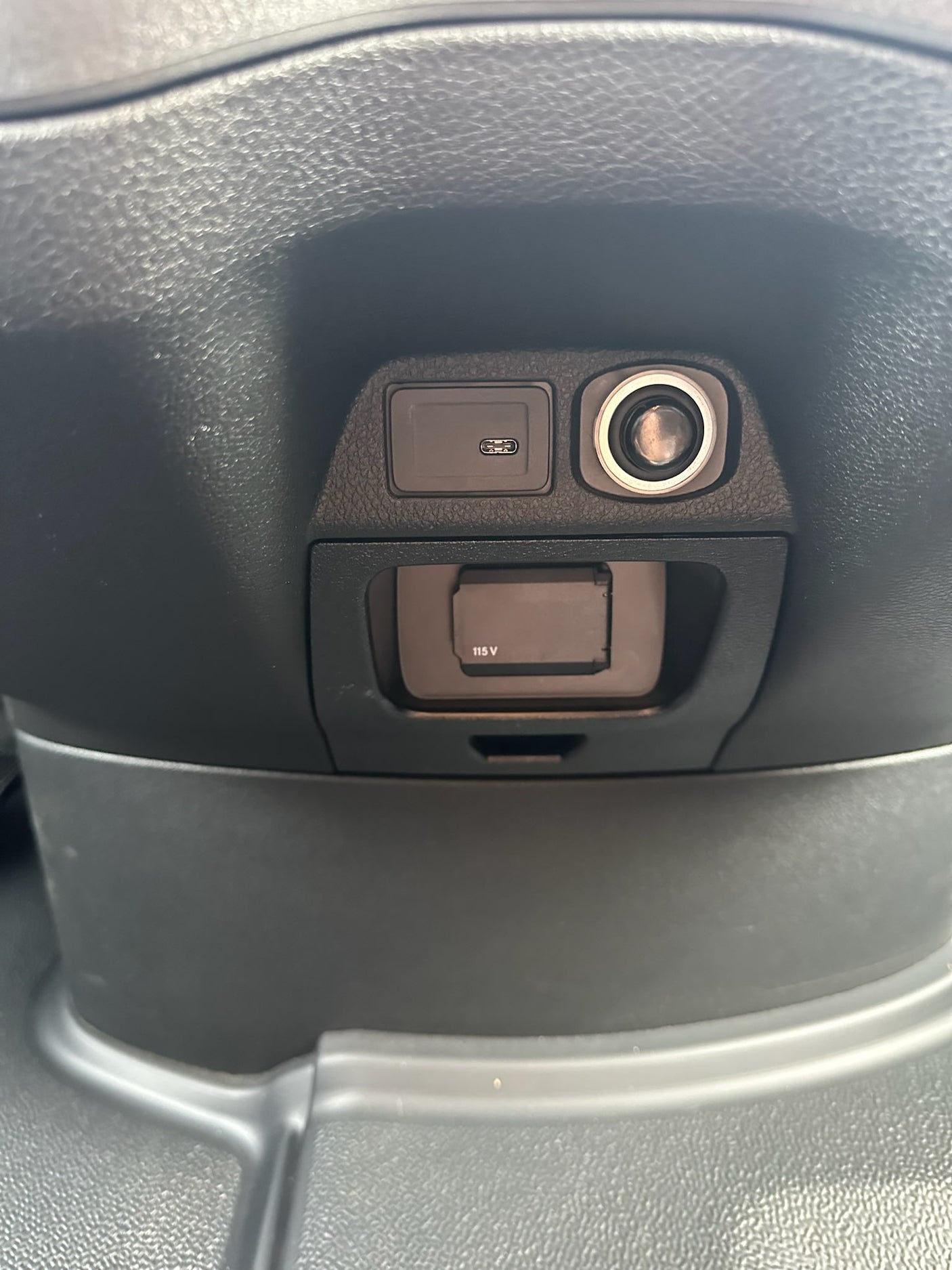RV rental connectivity: USB-C, 12V, and 115V AC power outlets for all your charging needs.