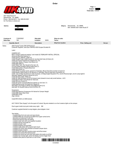 OK4WD build invoice — page 4 of 5