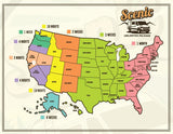This US map displays recommended **rv rental** trip durations for states, from 2 nights to 1 month, for road trip planning.