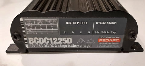 Redarc BCDC1225D Dual Input In-Vehicle 12V 25A DC-DC Battery Charger