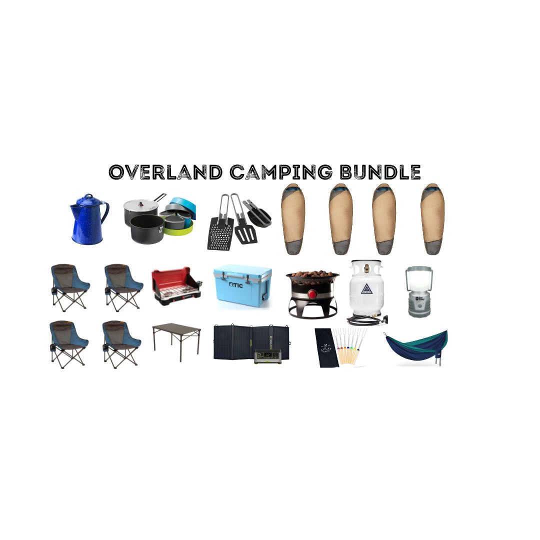 RV rental ready! This overland camping bundle features essential gear: chairs, cooking sets, sleeping bags, and power. — photo 3