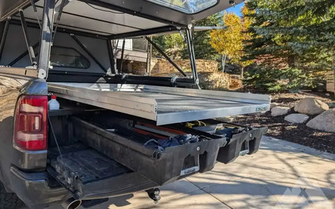 Decked drawer system and slide