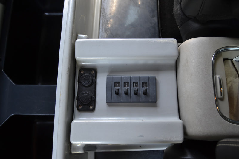  perfect for keeping provisions cool on your trip.|Compact stainless steel sink and faucet on a white countertop in an RV rental — photo 17