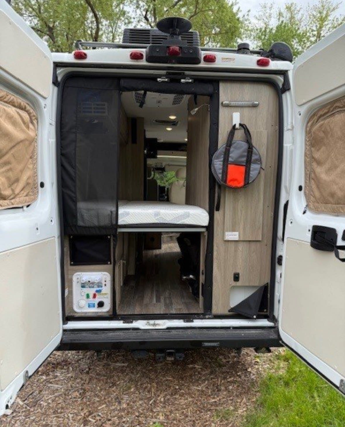  providing a clear view ahead.|RV rental: Volta Power Systems control panel displaying 419.6 hrs remaining — photo 7