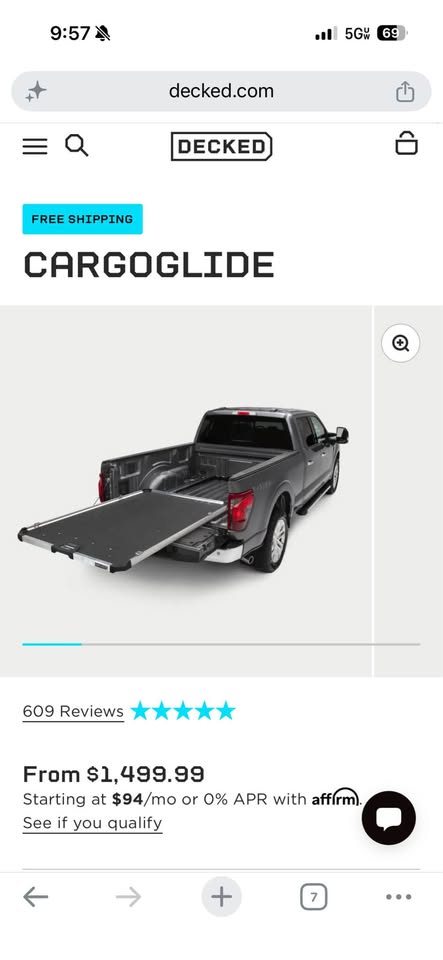 Decked Cargoglide -full tailgate 5.5/5.8’ bed slide — photo 2