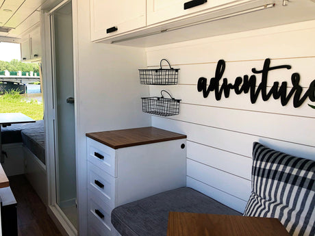  and storage.|Inside a modern RV rental: well-equipped kitchen