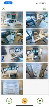 Explore this RV rental's cozy interior! Features kitchenette, convertible bed, and private bath. Perfect for adventurers.