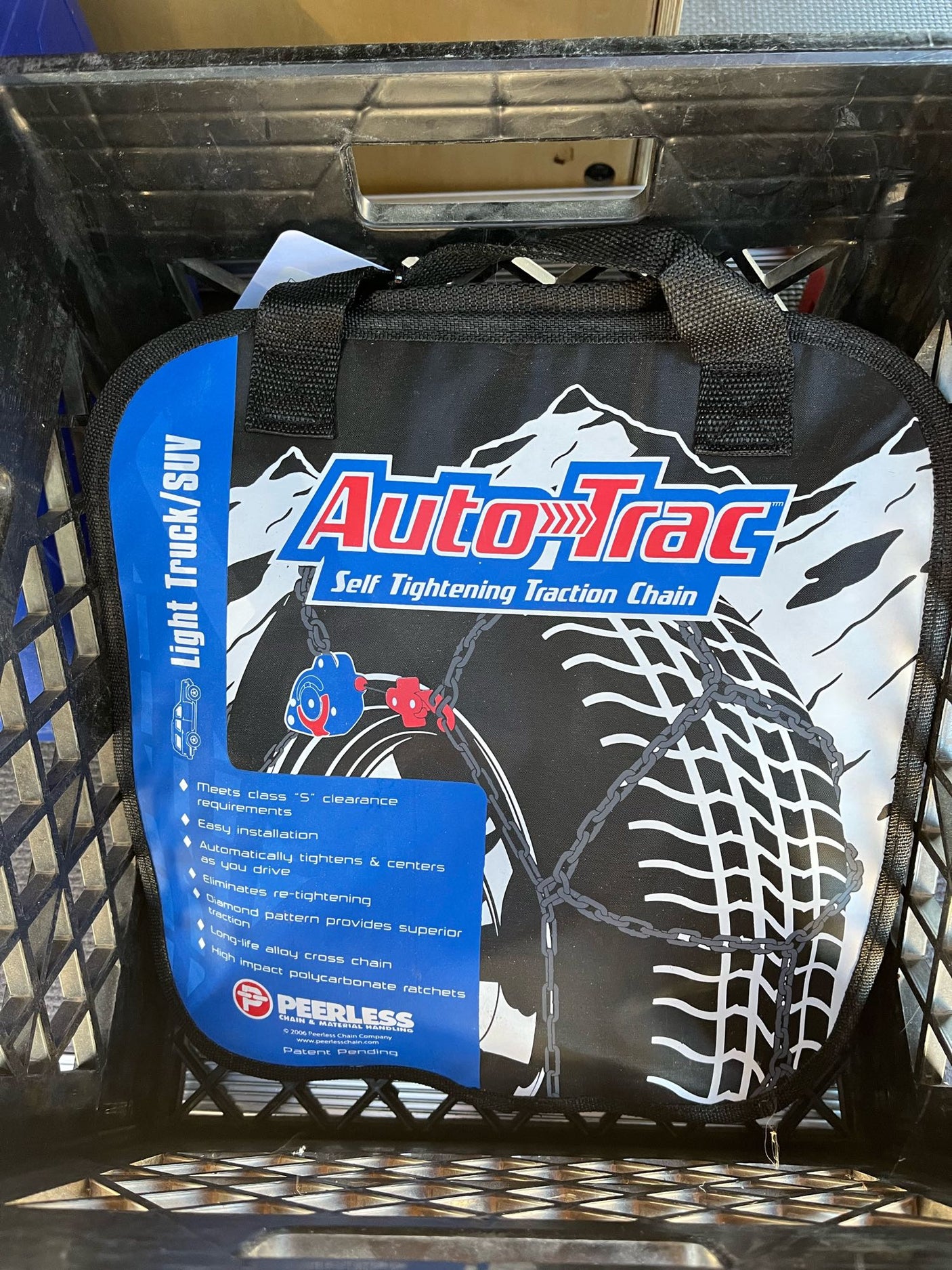 Auto-Trac self-tightening traction chains for Light Truck/SUV, vital for an RV rental or safe winter driving conditions.