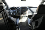 RV rental interior: driver's cockpit with Mercedes-Benz steering wheel, dashboard controls, and front seating visible.