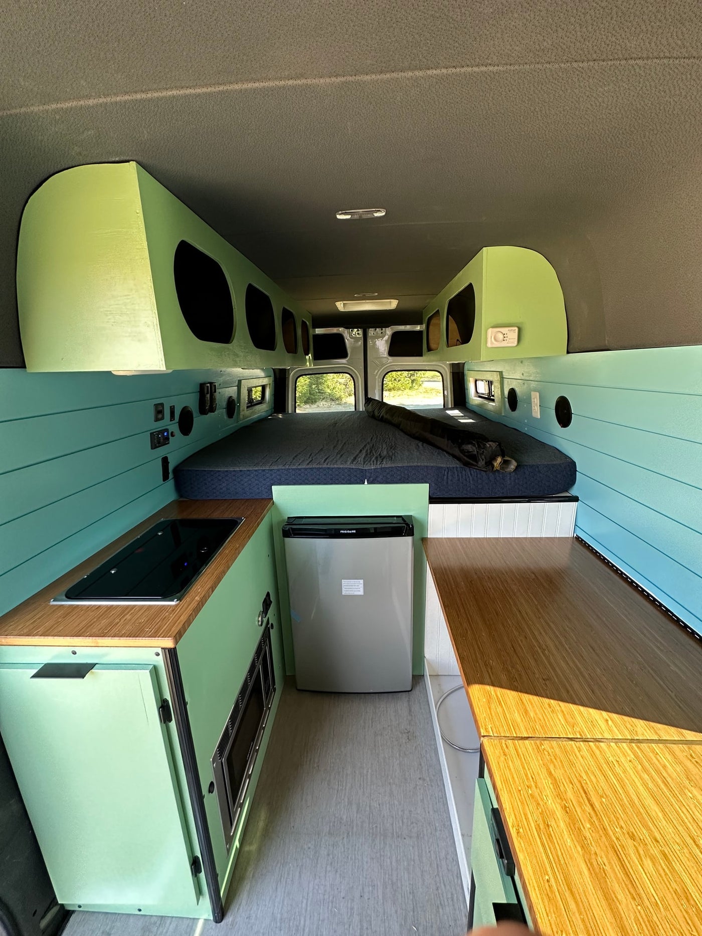  with their RV rental parked nearby.|White camper van with an extended awning — photo 23