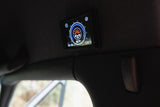 RV rental: Digital climate control panel in a camper interior, showing 55°F, 155°F heating, time, and fan speed settings.